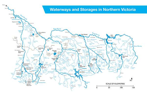 Waterways and storages in northern Victoria map